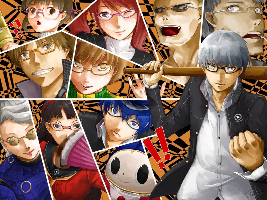 narukami yu, shirogane naoto, satonaka chie, kujikawa rise, amagi yukiko, and 5 more (persona and 1 more) drawn by sinzire