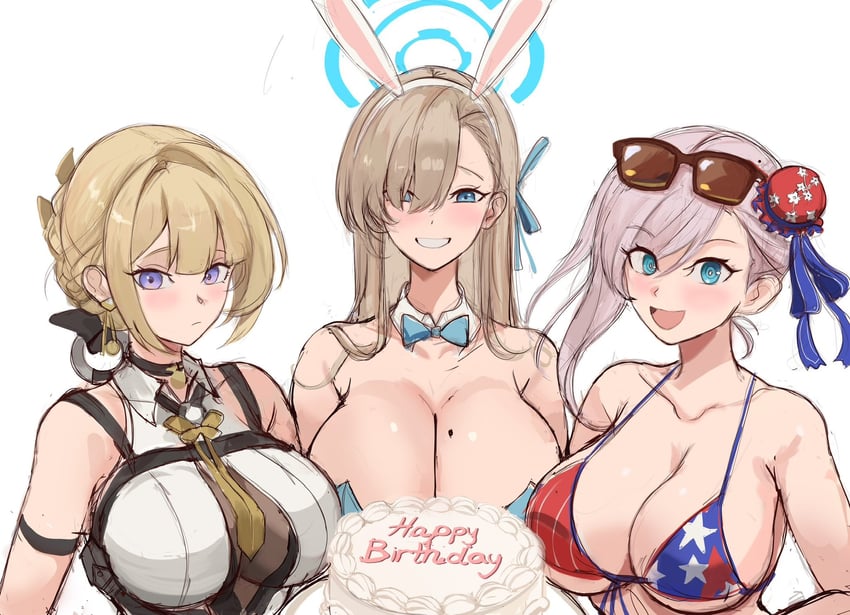 asuna, miyamoto musashi, and evelyn chevalier (fate and 3 more) drawn by rakeemspoon