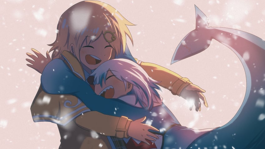 gawr gura and watson amelia (hololive and 1 more) drawn by yin_midnight