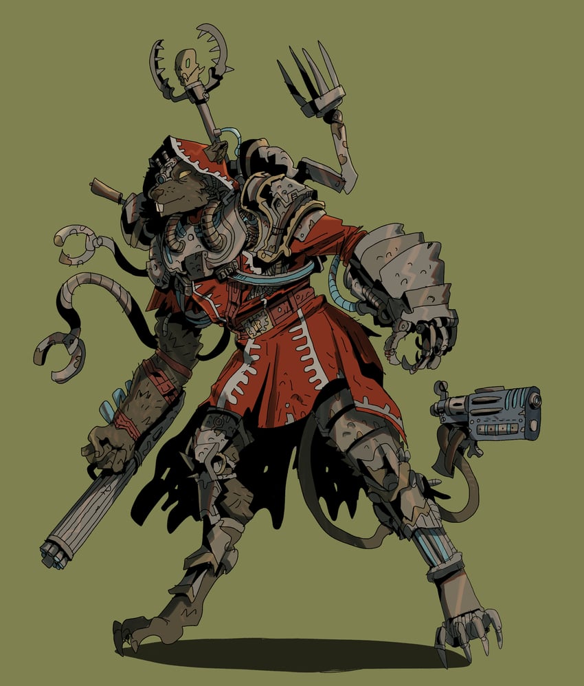 adeptus mechanicus and skaven (warhammer 40k and 1 more) drawn by ho-uja