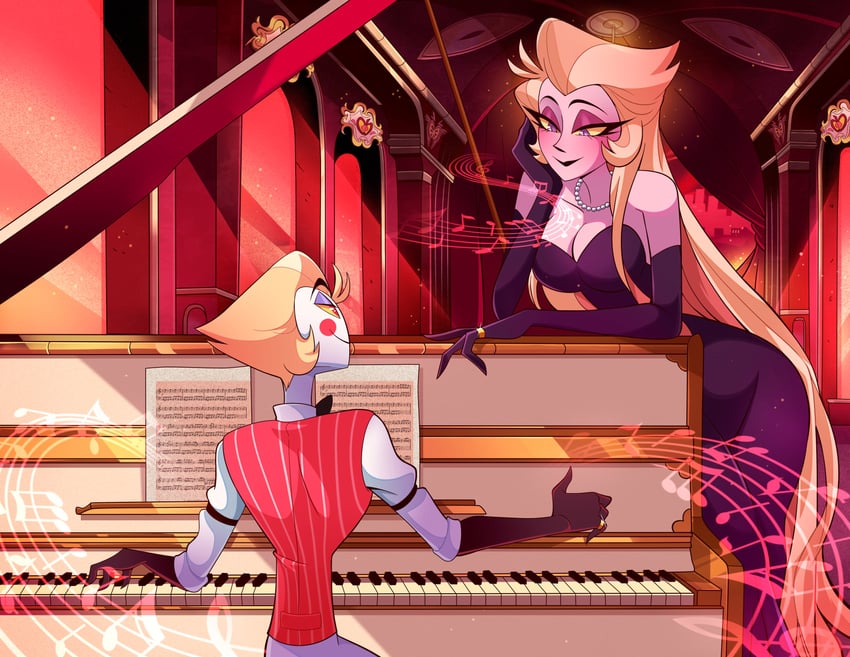 lucifer morningstar and lilith (hazbin hotel) drawn by chandllucky