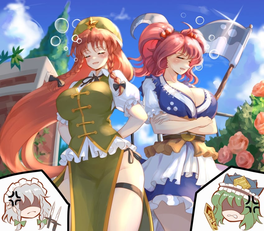 izayoi sakuya, hong meiling, shiki eiki, and onozuka komachi (touhou) drawn by edz_drawz