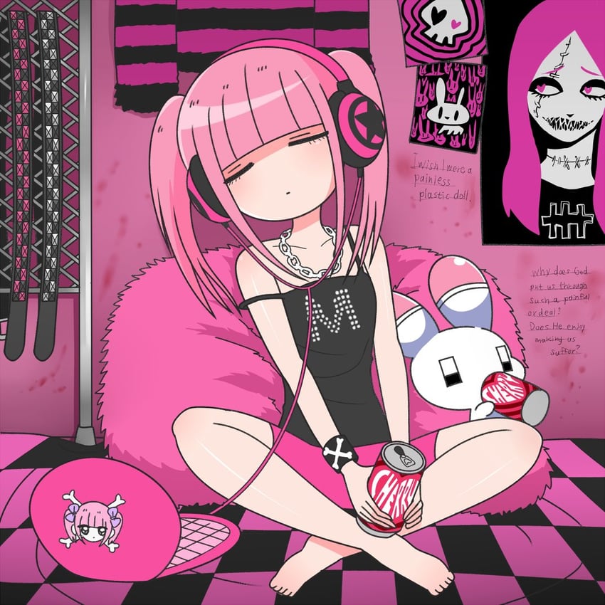 menhera-chan and usatan (menhera-chan) drawn by ezaki_bisuko