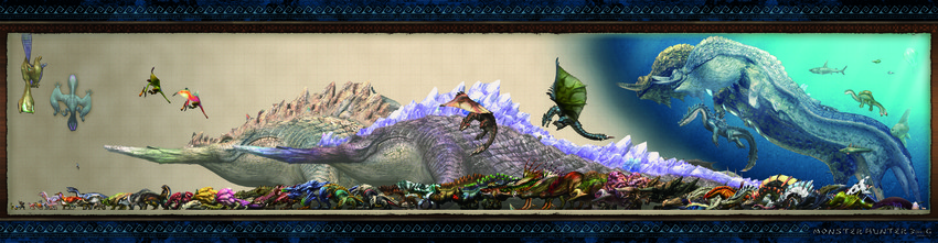 felyne, rathalos, deviljho, zinogre, nargacuga, and 71 more (monster hunter)