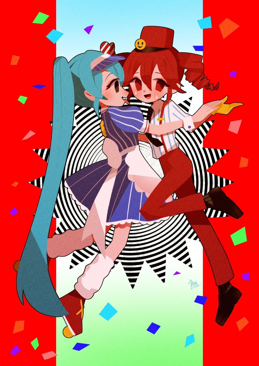 hatsune miku and kasane teto (vocaloid and 2 more) drawn by yorita_genyu