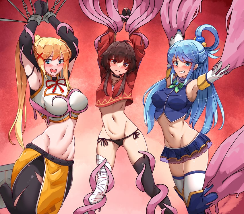 megumin, aqua, and darkness (kono subarashii sekai ni shukufuku wo!) drawn by bakasp-lilzy