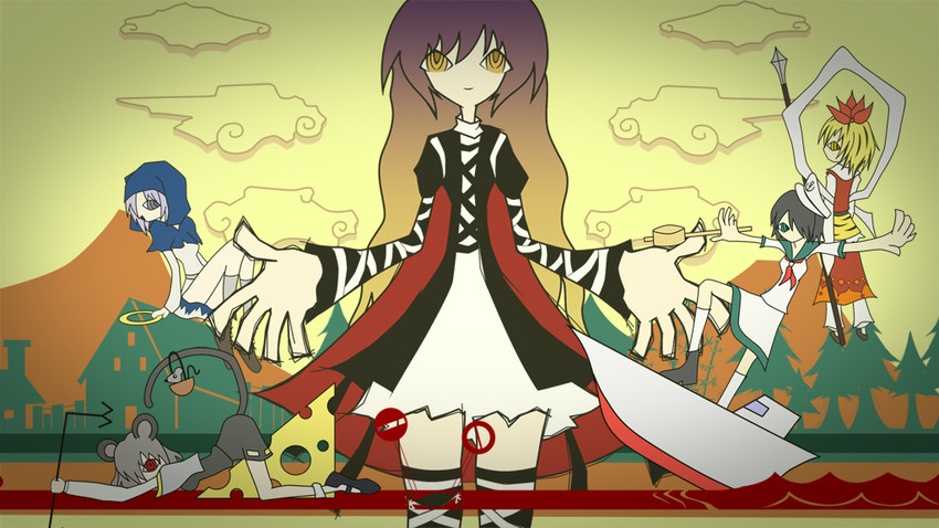 nazrin, hijiri byakuren, toramaru shou, murasa minamitsu, and kumoi ichirin (touhou and 3 more) drawn by kaen_(hirencs)