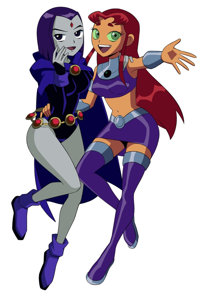 raven and starfire (dc comics and 1 more) drawn by flowerpigeon