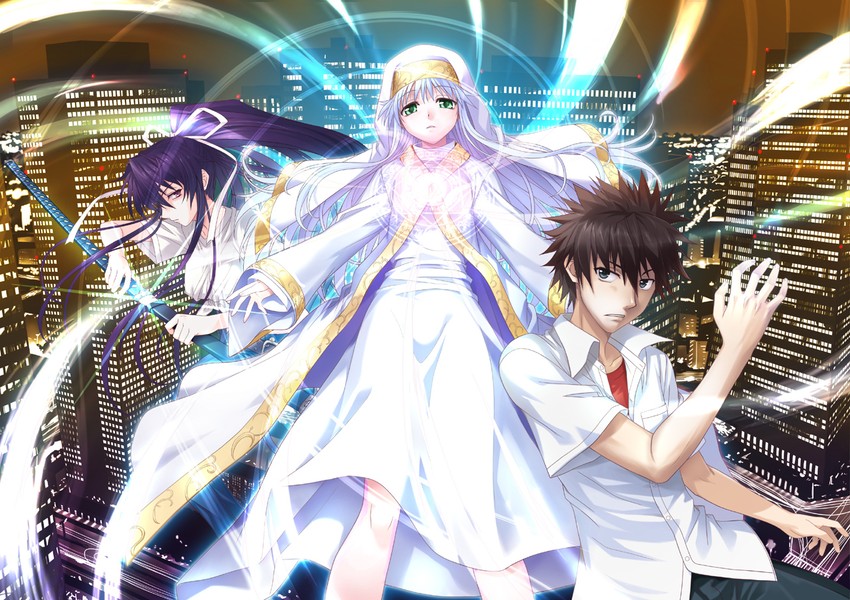kamijou touma, index, and kanzaki kaori (toaru majutsu no index and 1 more) drawn by mahiro_takeumi