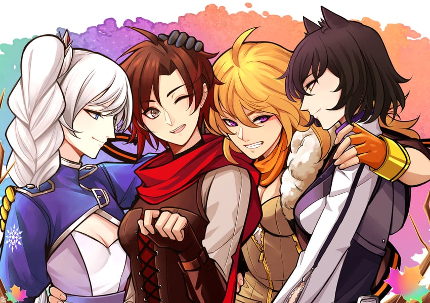 ruby rose, weiss schnee, yang xiao long, and blake belladonna (rwby) drawn by jindianjun000