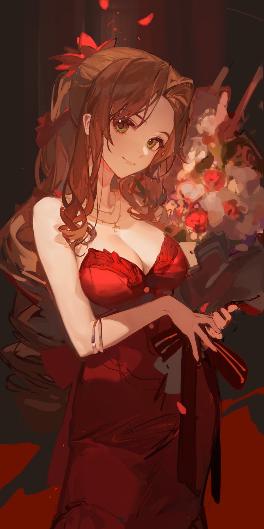 aerith gainsborough (final fantasy and 2 more) drawn by ciloranko