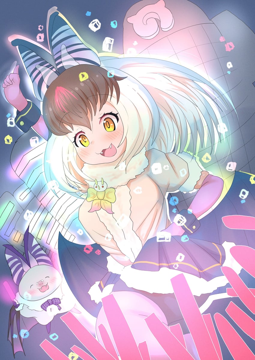 brown long-eared bat and poporu (kemono friends and 1 more) drawn by nekomar_nknk