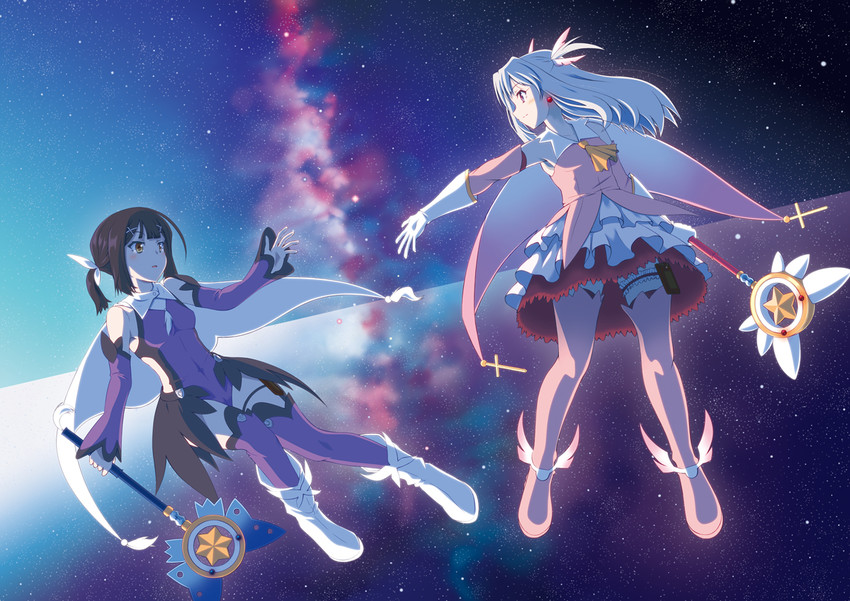 illyasviel von einzbern, miyu edelfelt, prisma illya, magical ruby, and magical sapphire (fate and 1 more) drawn by kitayuki_(kitayuki88)
