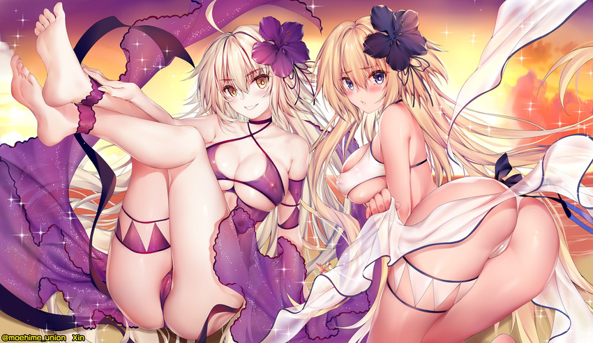 jeanne d'arc alter and jeanne d'arc (fate and 1 more) drawn by obiwan