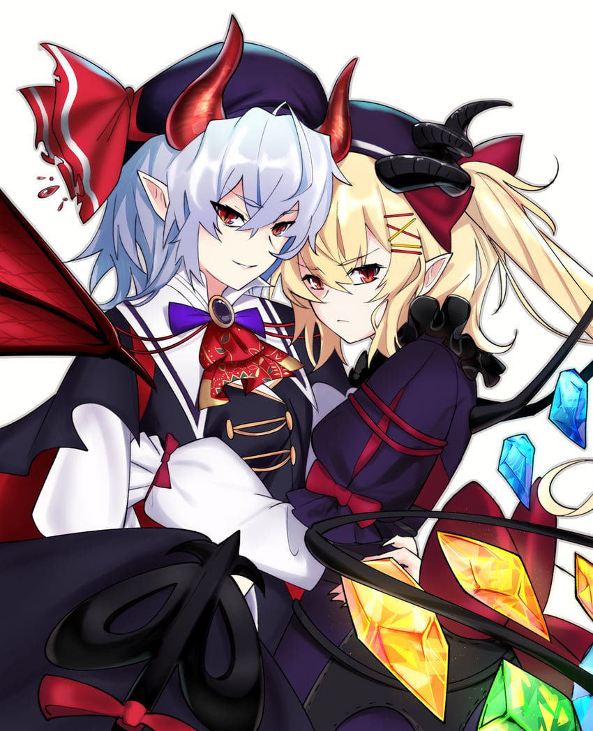 remilia scarlet and flandre scarlet (touhou and 1 more) drawn by flame_emperor_(pixiv112470612)