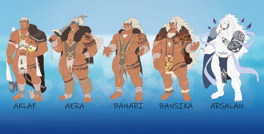 aklaf, bansika, banari, arsalan, and aera (original) drawn by leoandaslan_(leobongnana)