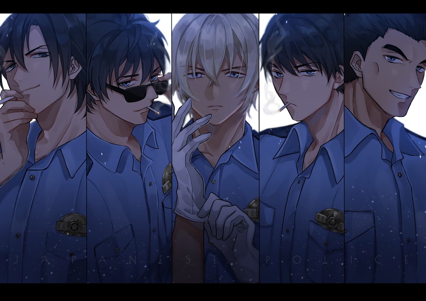 amuro tooru, scotch, matsuda jinpei, hagiwara kenji, and date wataru (meitantei conan) drawn by chitose_(chitose_70207)