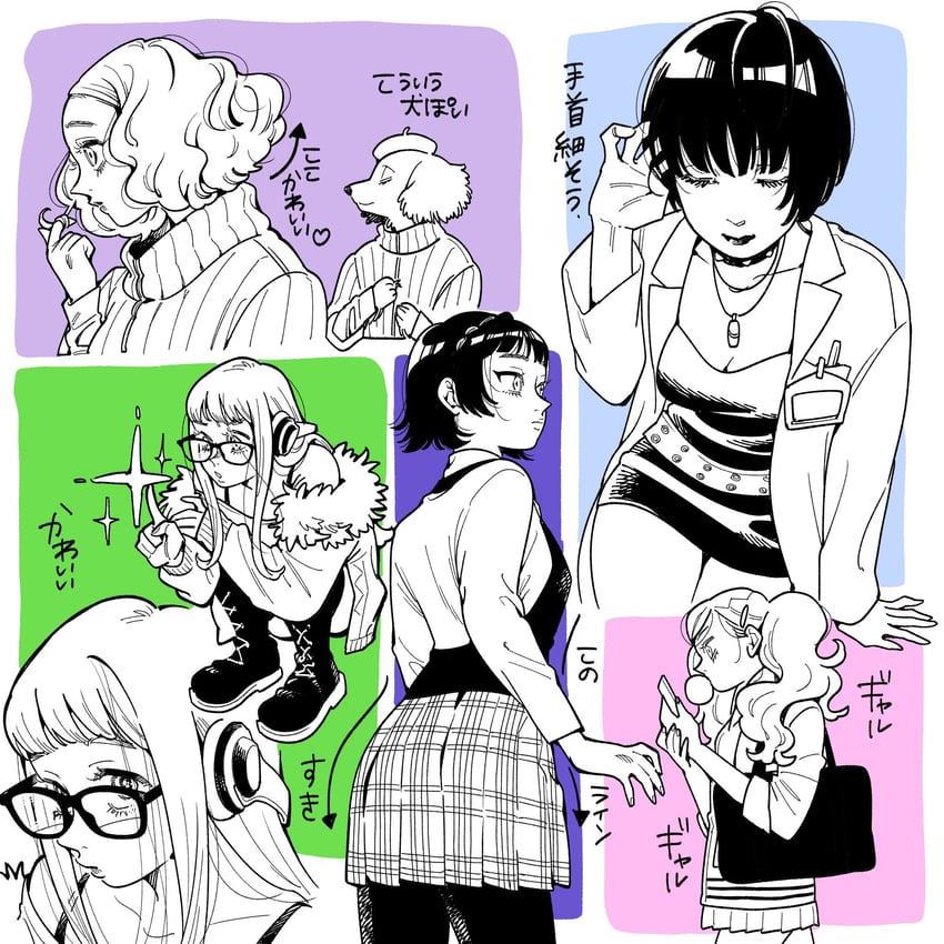 takamaki anne, sakura futaba, niijima makoto, okumura haru, and takemi tae (persona and 1 more) drawn by battan8