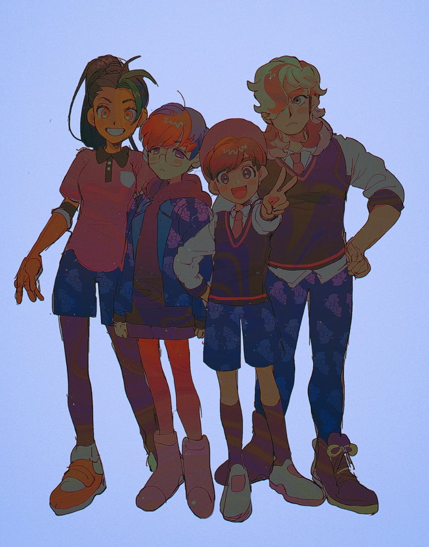 florian, nemona, arven, and penny (pokemon and 1 more) drawn by thxzmgn