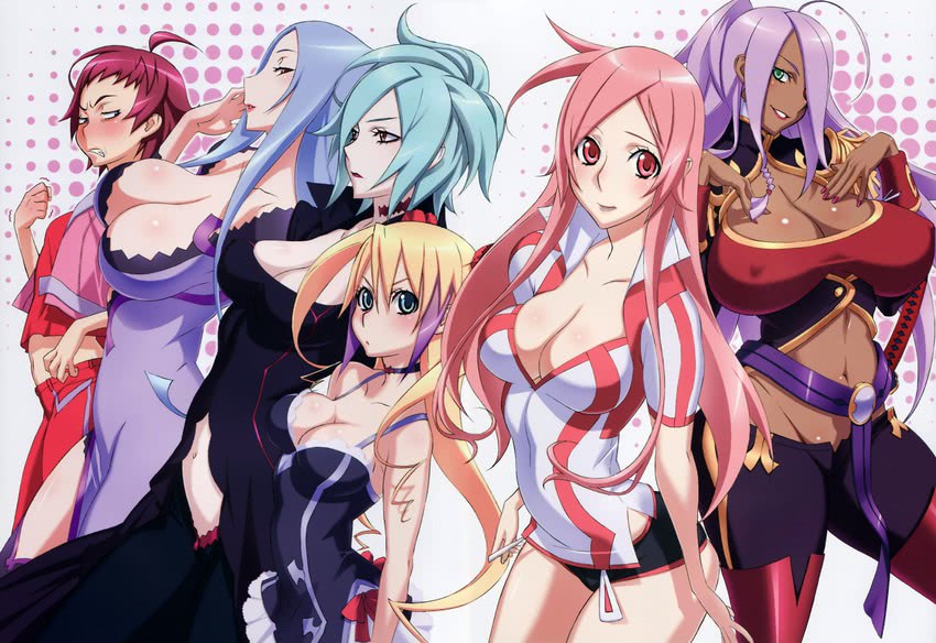 garnet mclane, machina, jacqueline baumgold, toa, souya akira, and 1 more (megami magazine and 1 more) drawn by uno_makoto
