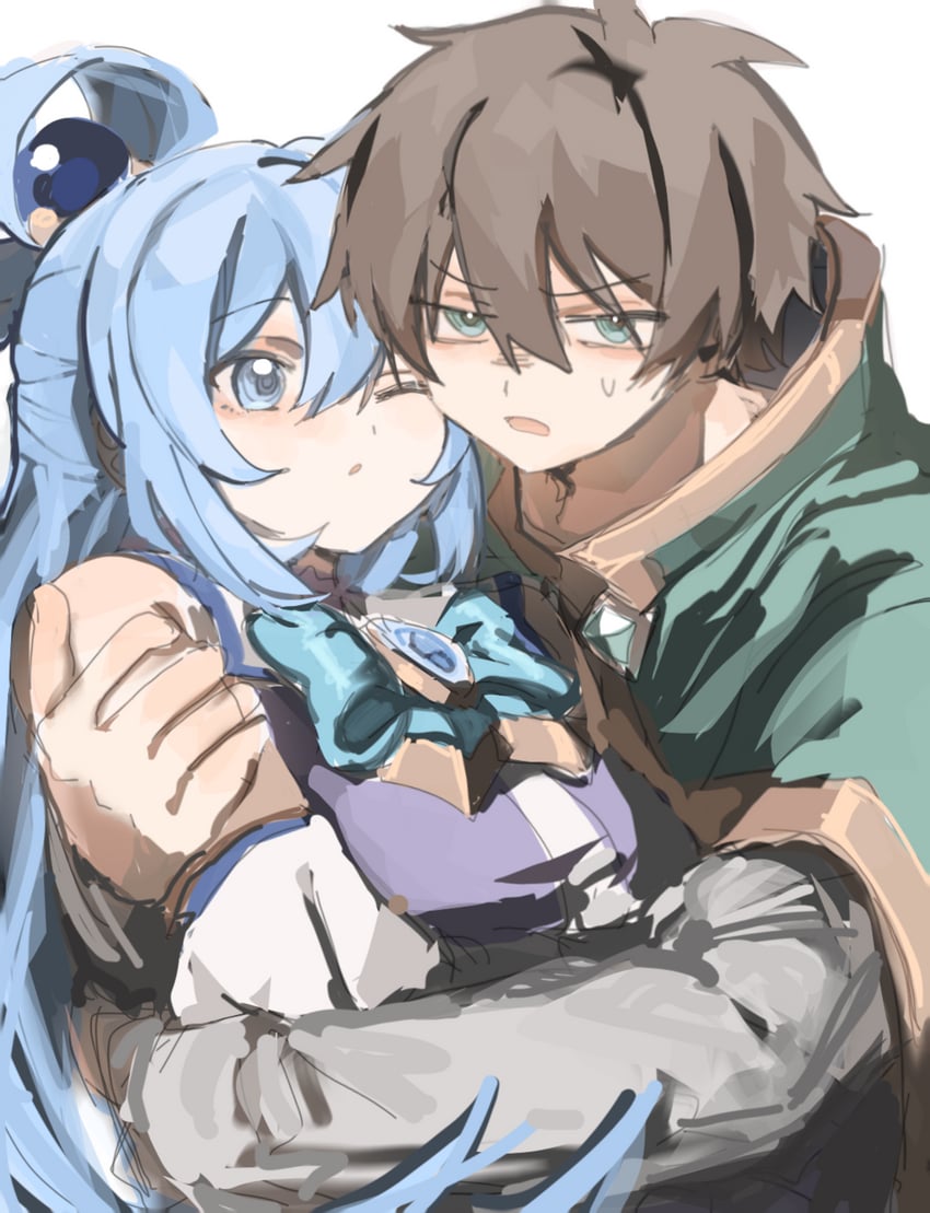 aqua and satou kazuma (kono subarashii sekai ni shukufuku wo!) drawn by pekeheihou