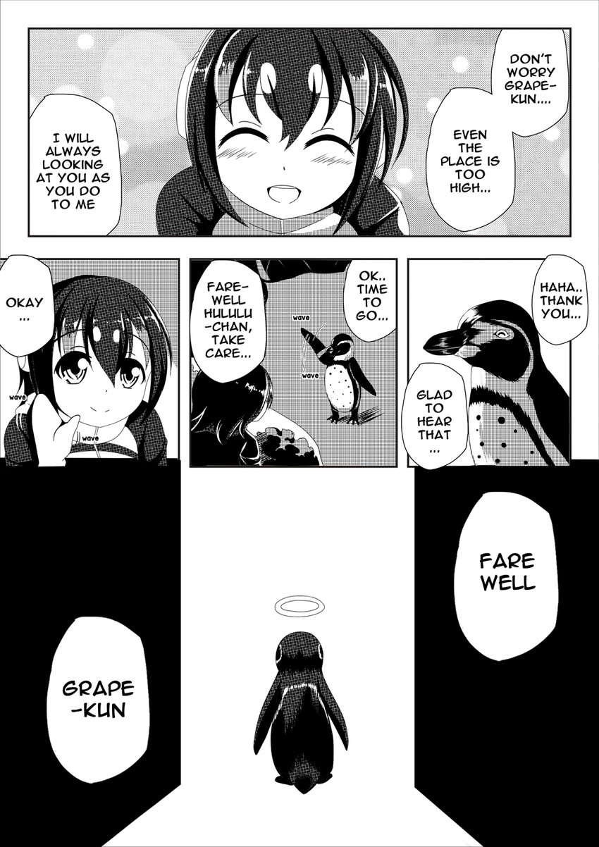 humboldt penguin and grape-kun (kemono friends) drawn by yasume_yukito