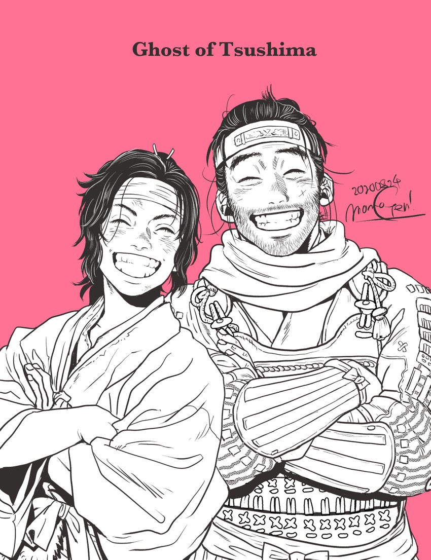 sakai jin and yuna (ghost of tsushima) drawn by mmg_(genmomoji)