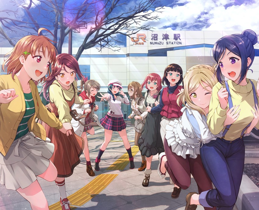 watanabe you, tsushima yoshiko, sakurauchi riko, takami chika, matsuura kanan, and 4 more (love live! and 2 more) drawn by shamakho