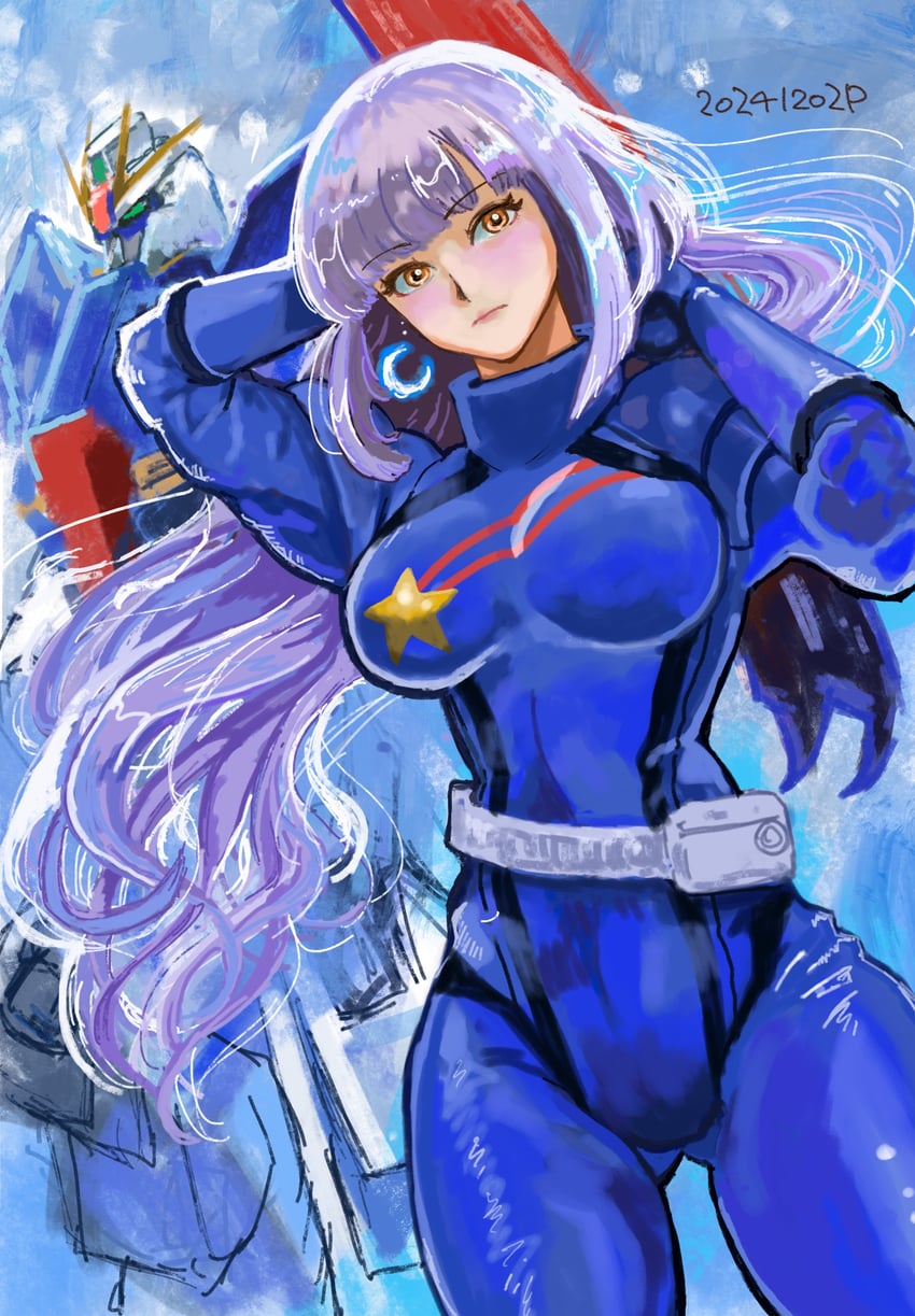 zeta gundam and roux louka (gundam and 1 more) drawn by okrdisk2000