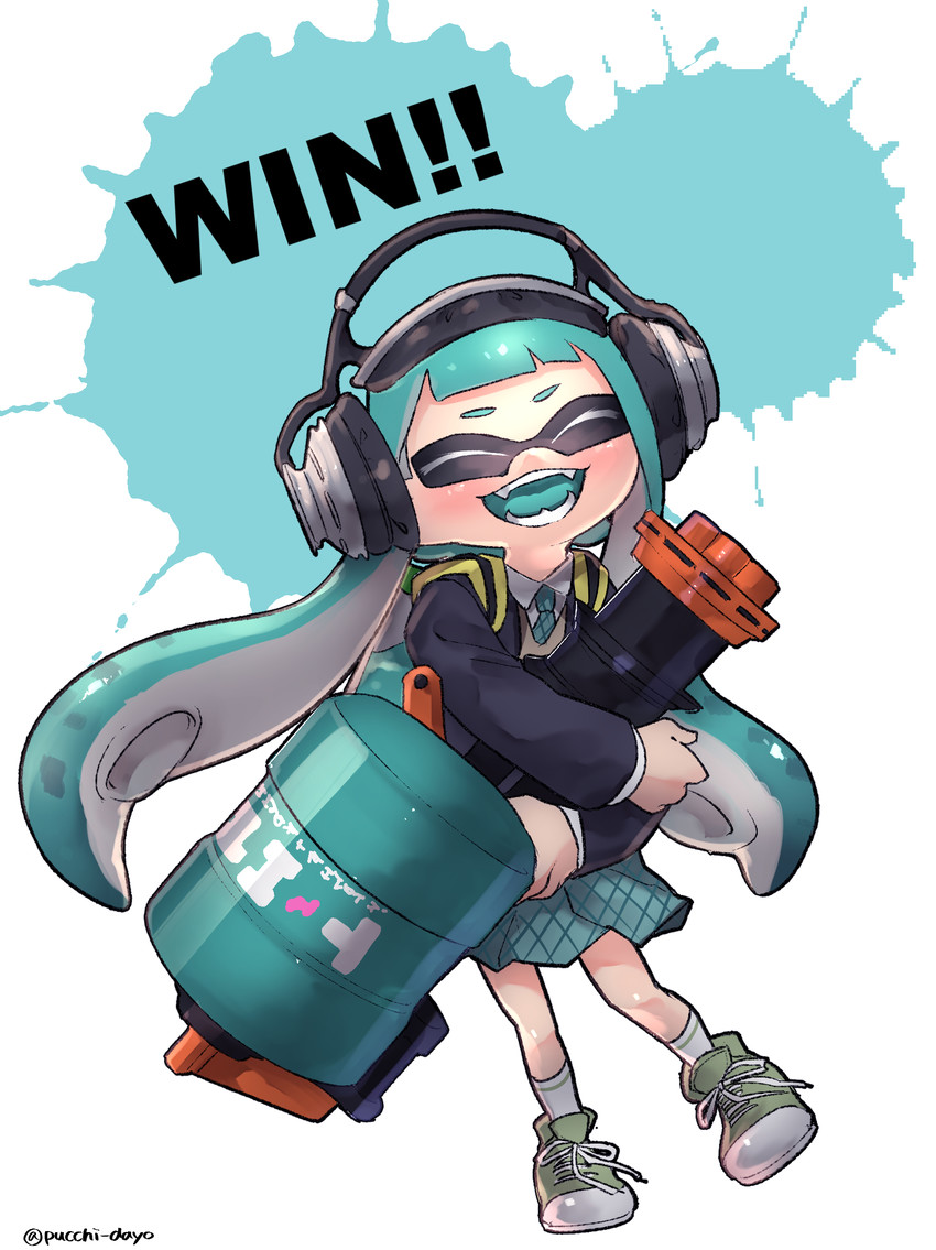 inkling player character and inkling girl (splatoon and 1 more) drawn by puchiman