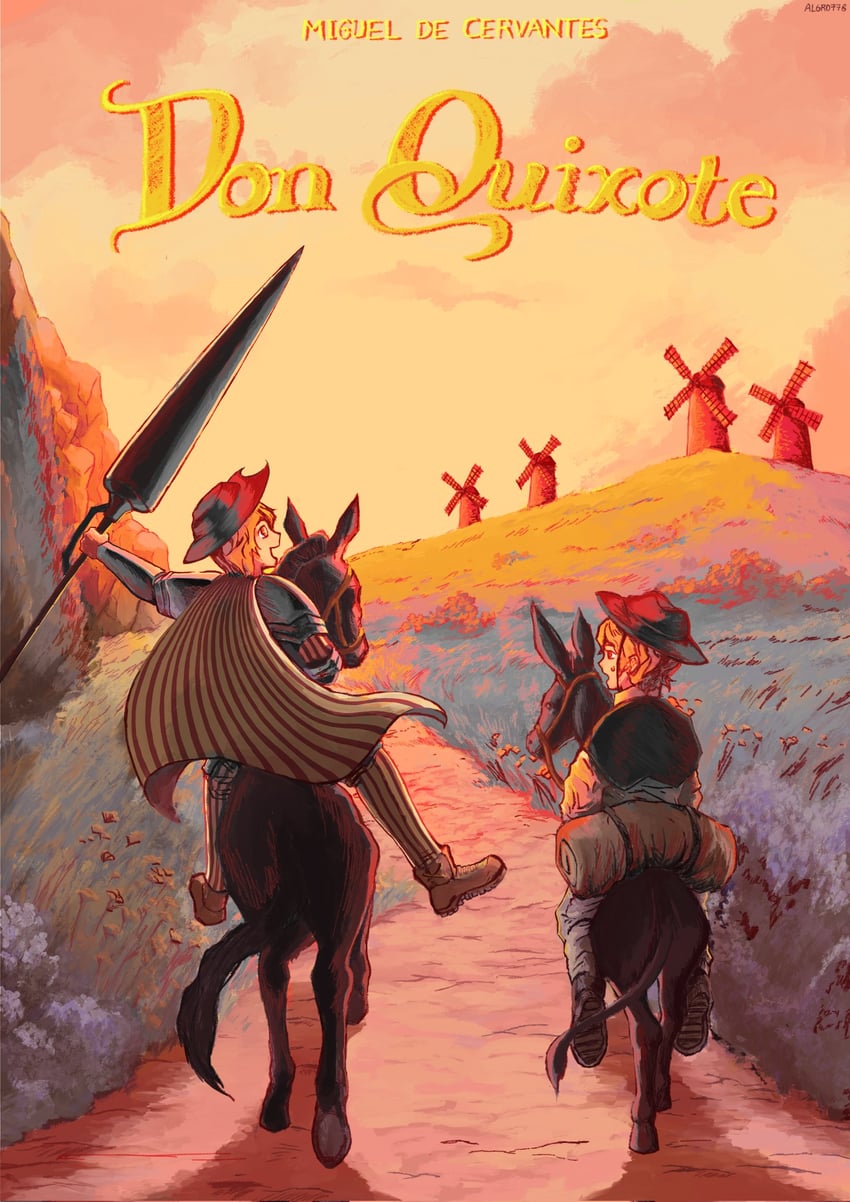don quixote, sinclair, alonso quixano, sancho panza, and rocinante (project moon and 3 more) drawn by algro778