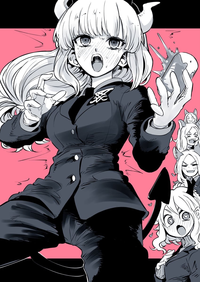 lucifer, modeus, and cerberus (helltaker) drawn by bonkara_(sokuseki_maou)