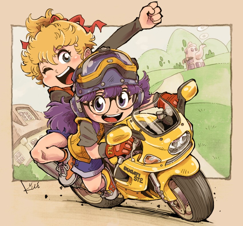 norimaki arale and kimidori akane (dr. slump) drawn by kiichi