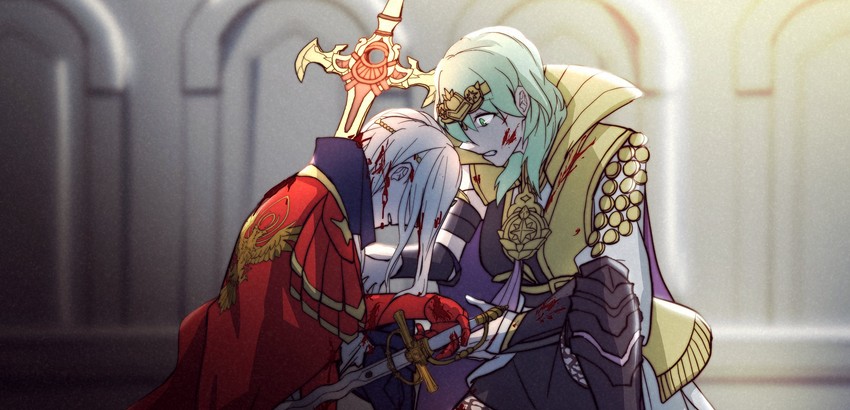 edelgard von hresvelg and female byleth (fire emblem and 1 more) drawn by usbgrumble