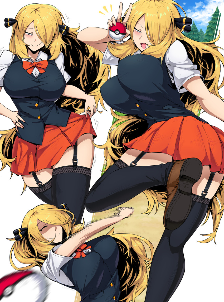 cynthia and lass (pokemon and 2 more) drawn by shimure_(460)