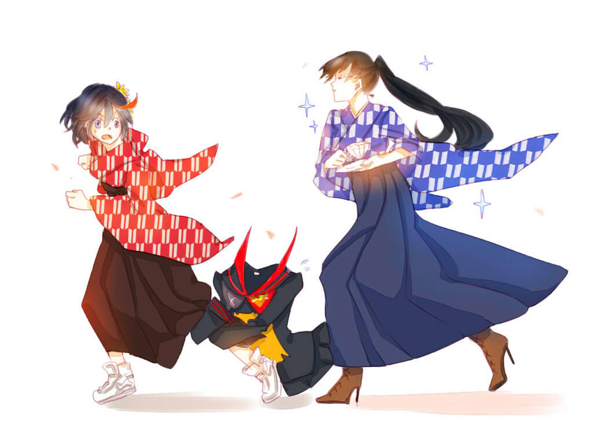 matoi ryuuko, senketsu, and kiryuuin satsuki (kill la kill) drawn by kumo_ni_notte