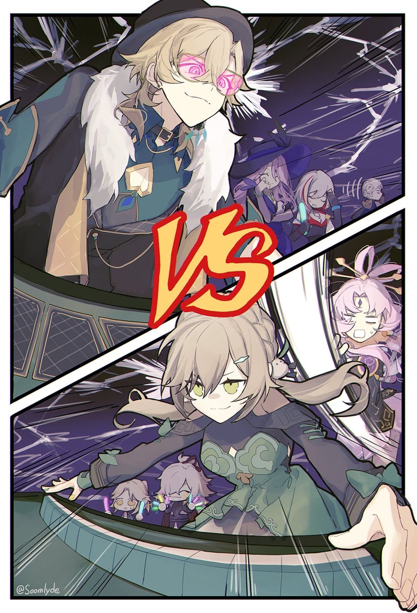 aventurine, dr. ratio, topaz, fu xuan, jing yuan, and 3 more (honkai and 1 more) drawn by nanana184555