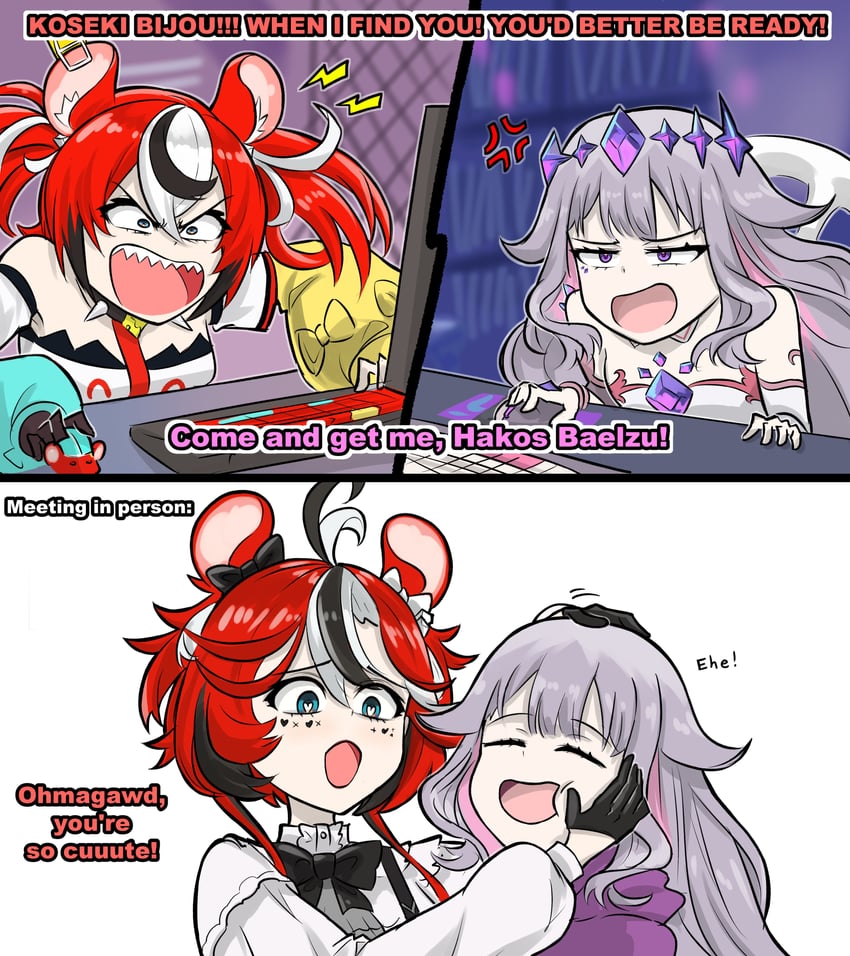 hakos baelz and koseki bijou (hololive and 1 more) drawn by dunkemz