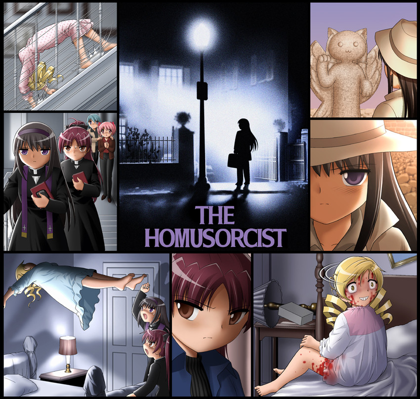 akemi homura, kaname madoka, miki sayaka, sakura kyoko, tomoe mami, and 6 more (mahou shoujo madoka magica and 1 more) drawn by shingyouji_tatsuya
