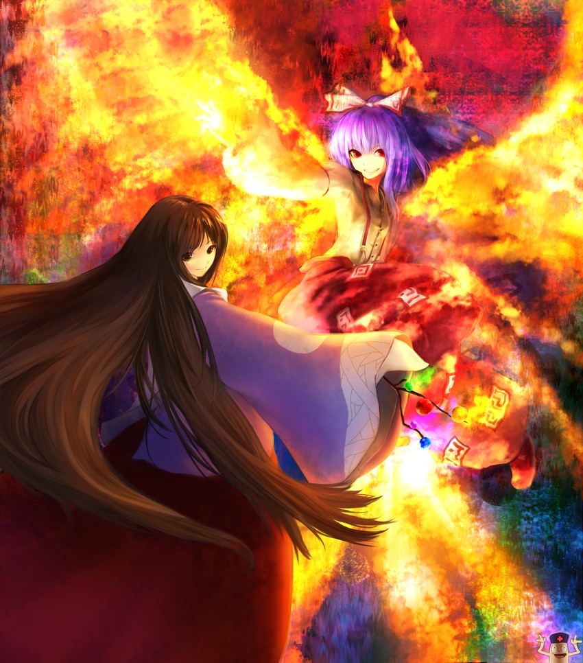 fujiwara no mokou, houraisan kaguya, and yagokoro (touhou) drawn by chirigami-san