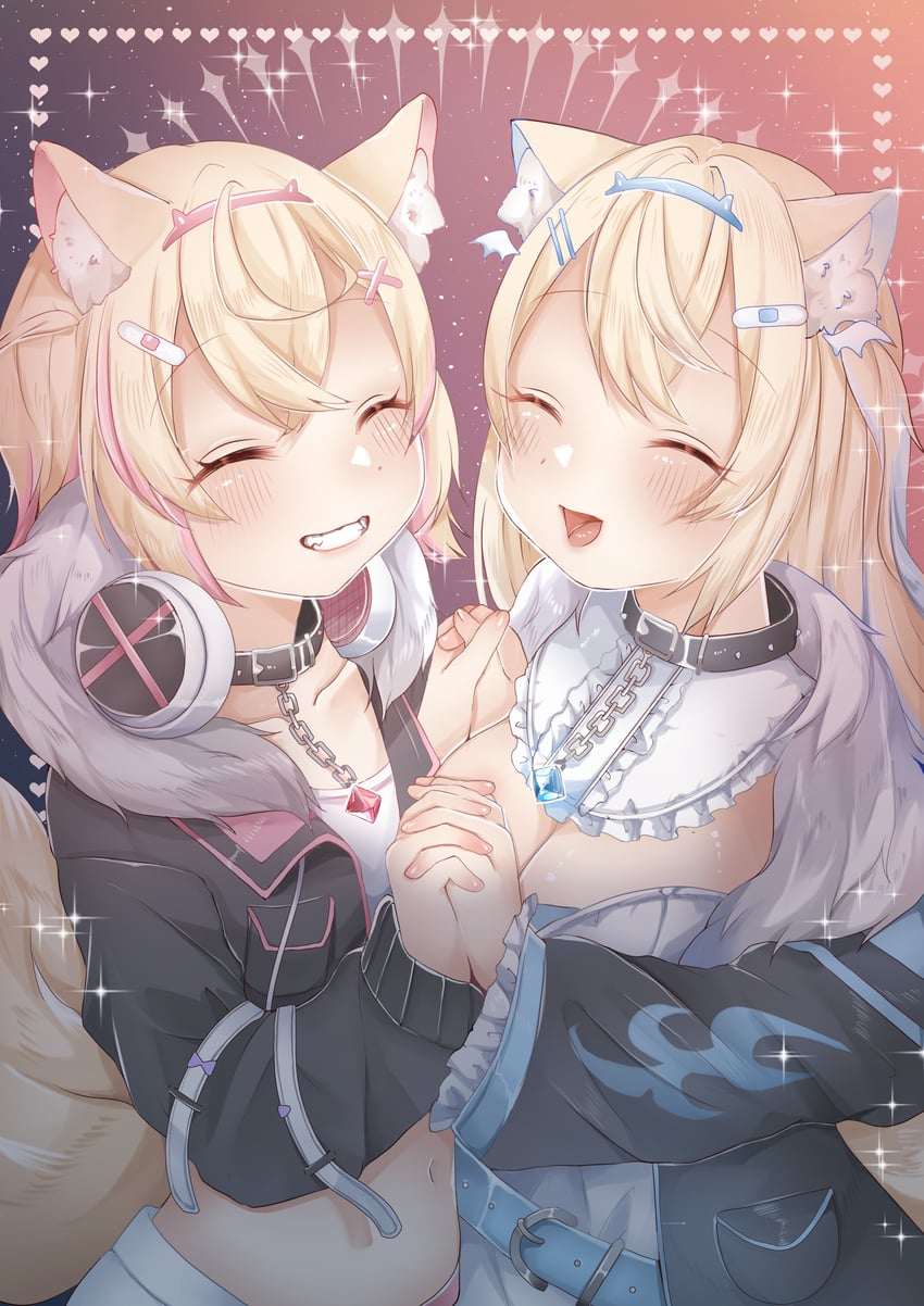 fuwawa abyssgard and mococo abyssgard (hololive and 1 more) drawn by kokonoeshiichi