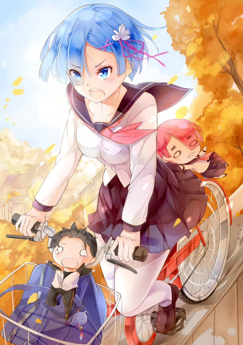 rem, ram, natsuki subaru, and hakugei (re:zero kara hajimeru isekai seikatsu) drawn by amicis_(amisic)
