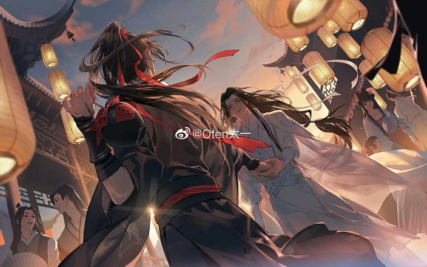 wei wuxian and lan wangji (modao zushi) drawn by oten