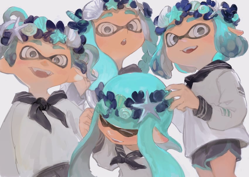 inkling player character and inkling girl (splatoon) drawn by ga4me4