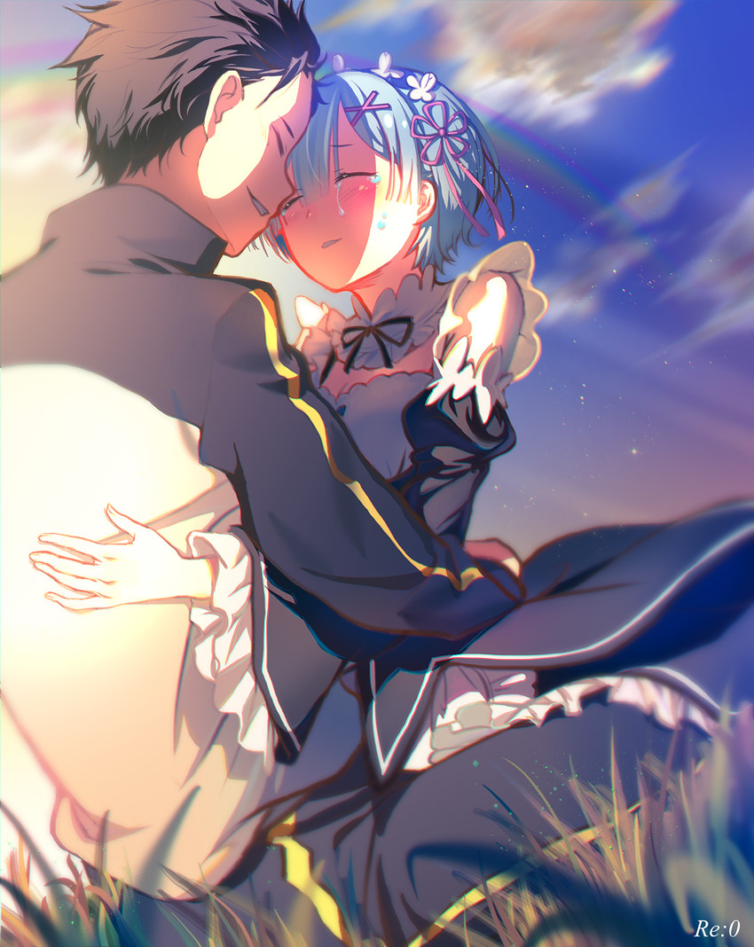 rem and natsuki subaru (re:zero kara hajimeru isekai seikatsu) drawn by e=mc2_(qq53712033)