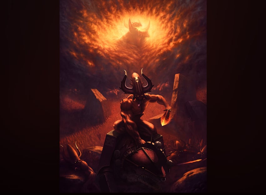 khorne (warhammer 40k) drawn by rui_goncalves_art