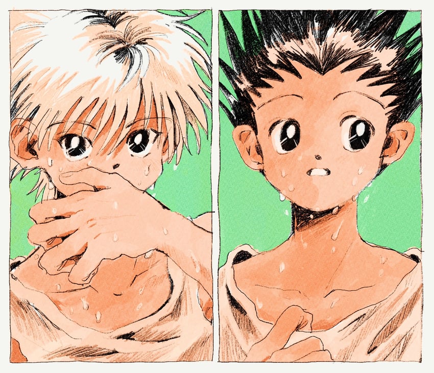 killua zoldyck and gon freecss (hunter x hunter) drawn by toma25252