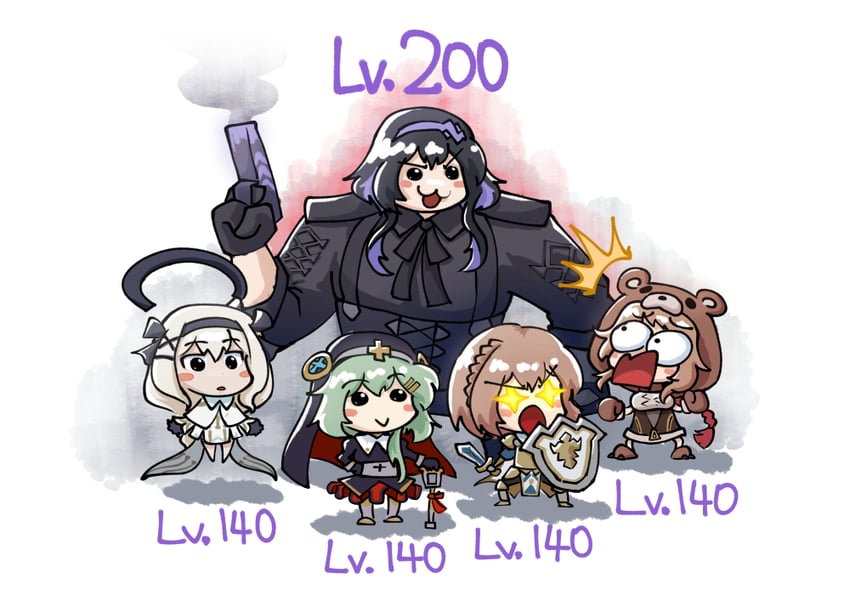 mephistopheles, linzy, claire, catherine, and dora (eversoul) drawn by phsueh