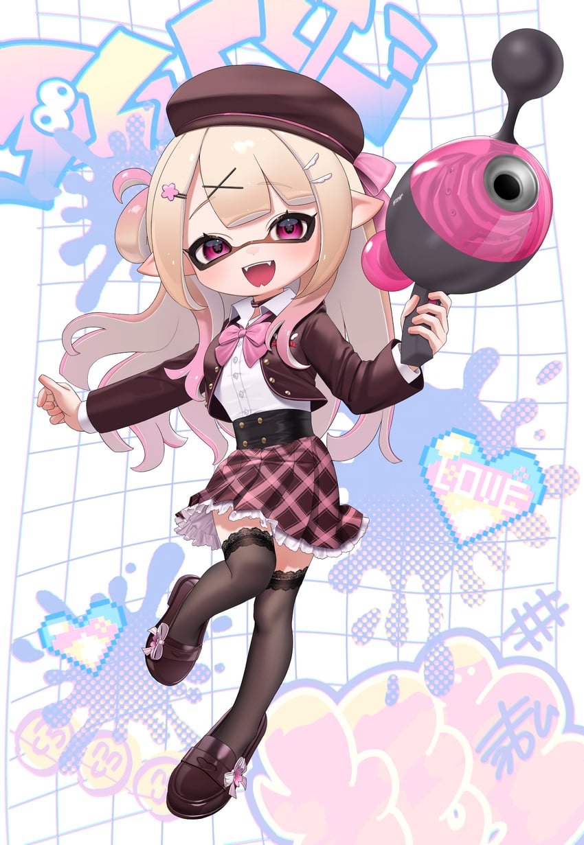 inkling player character and inkling girl (splatoon) drawn by puchiman