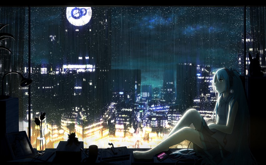 hatsune miku (vocaloid and 1 more) drawn by sumashi